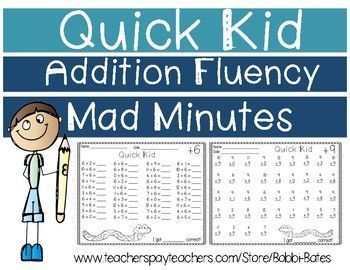 Mad Minutes Addition Fluency | Fluency, Elementary school math, Math facts