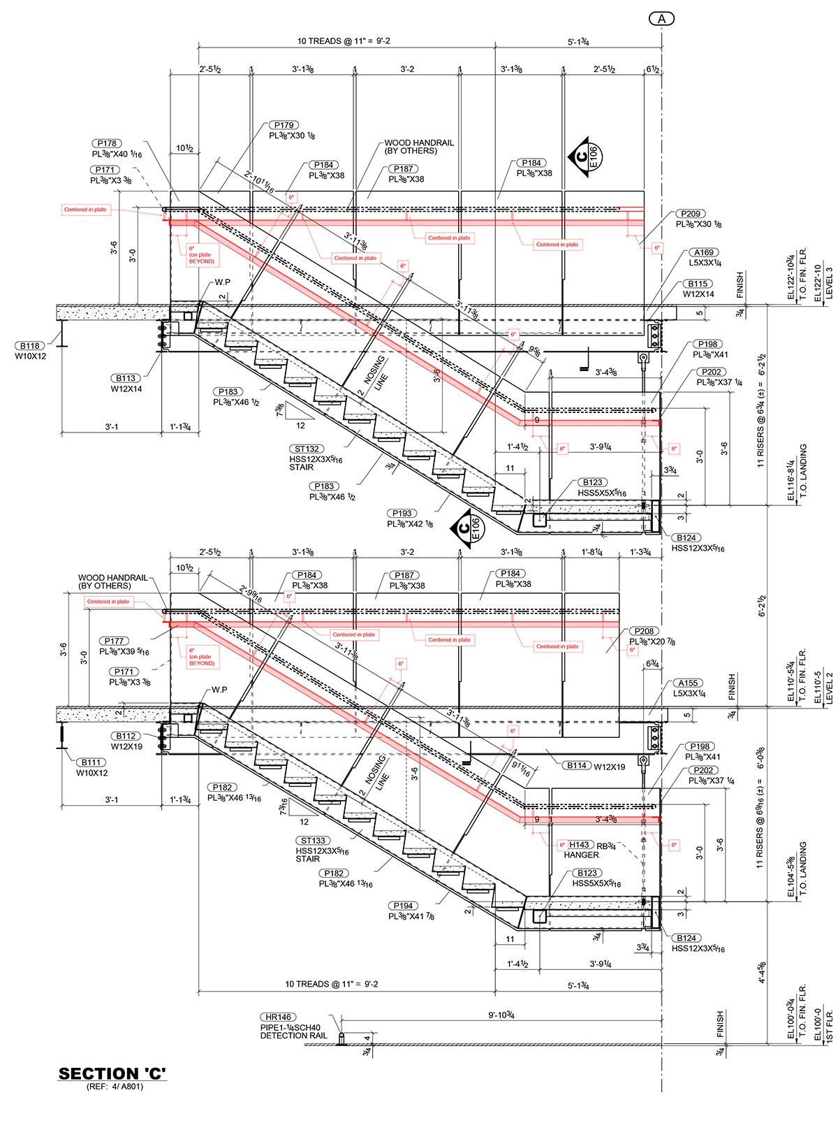 Sectional and elevation details of staircase – Artofit