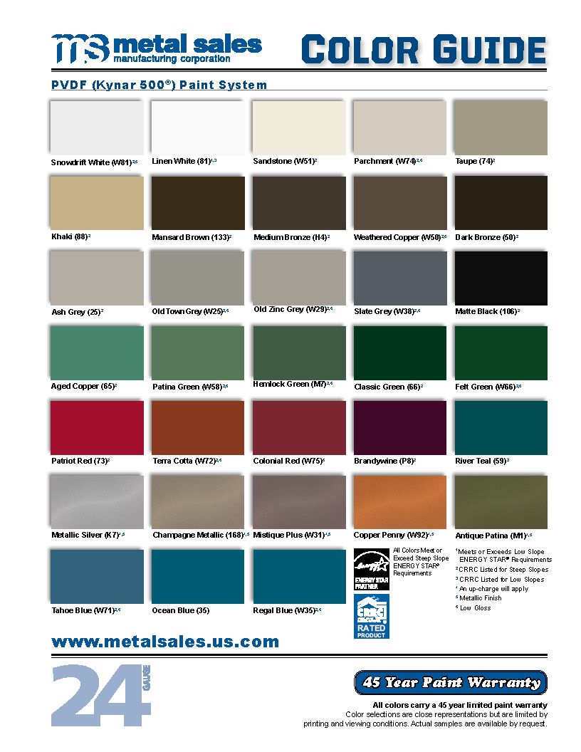 Metal Building Color Chart