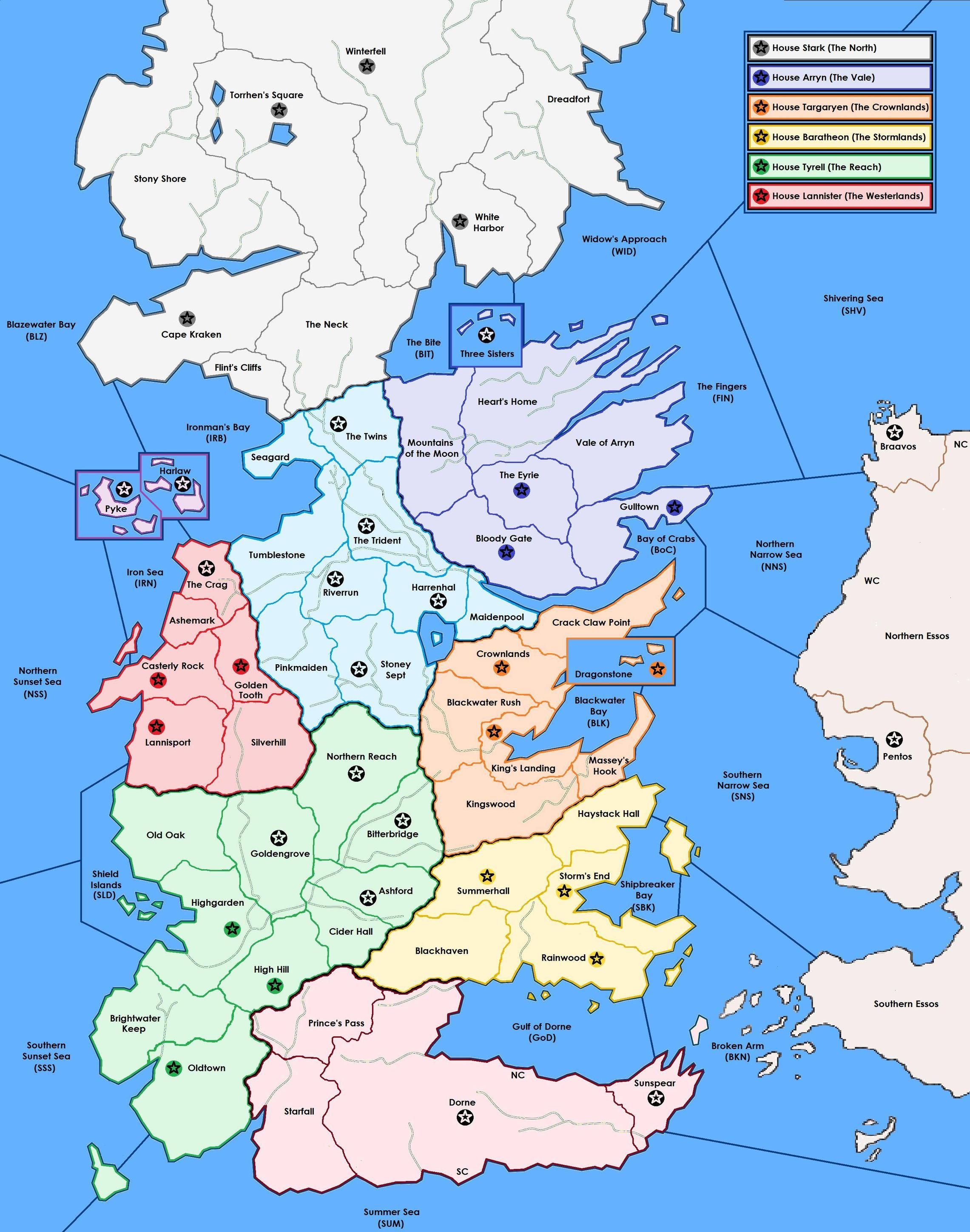 Game of Thrones Detailed Map | Fantasy map, Map, Fantasy world map