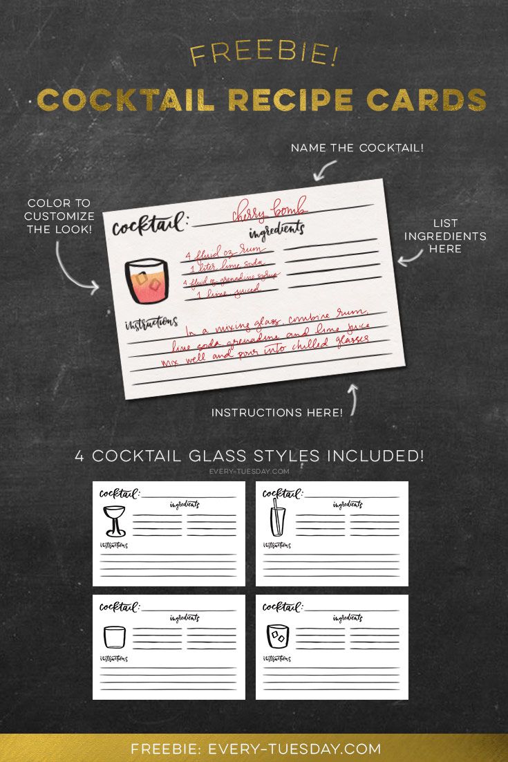 Freebie Cocktail Recipe Cards Cocktail Recipe Book Recipe Cards Recipe Cards Template