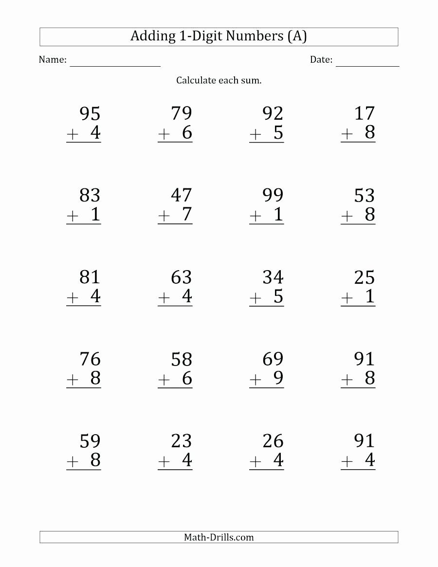 Coloring Number 1-5 Elegant Plus 1 Worksheets the 2 Digit Plus 1 Digit ...