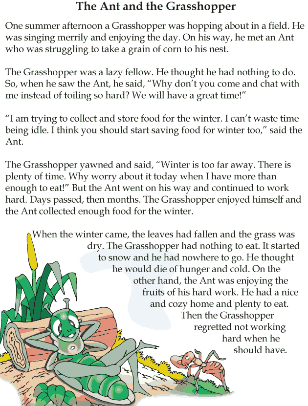 The Ant And The Grasshopper Story Printable