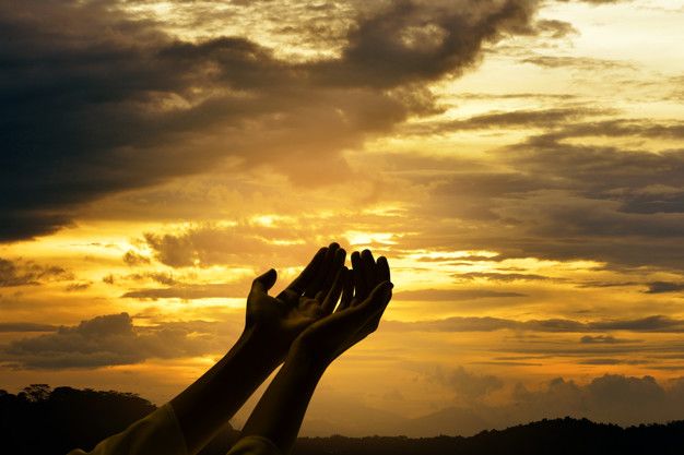 Premium Photo | Male hands with open palm praying to god | Sunrise  background, Open palm, Pray