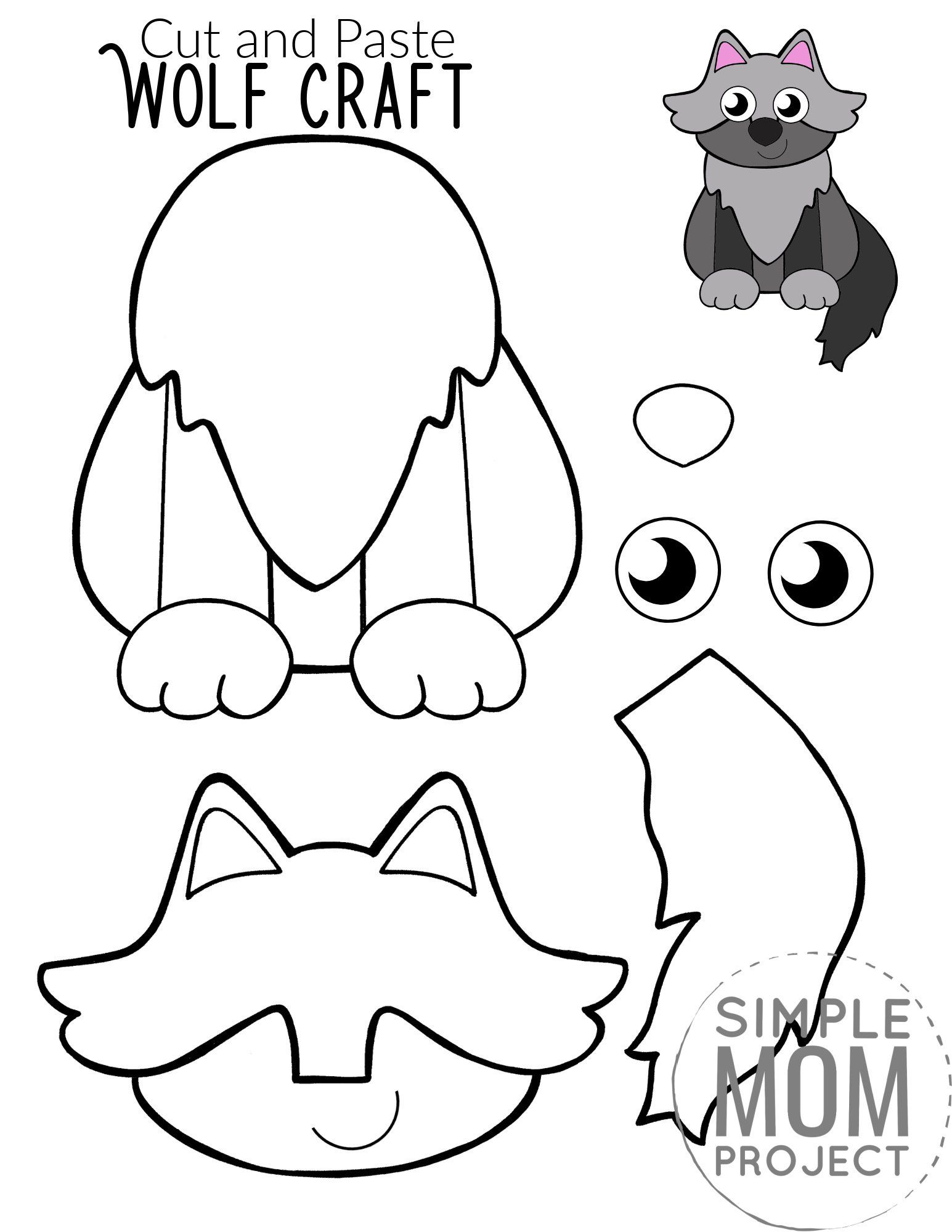 Free Printable Wolf Craft with Free Wolf Template | Wolf craft, Animal