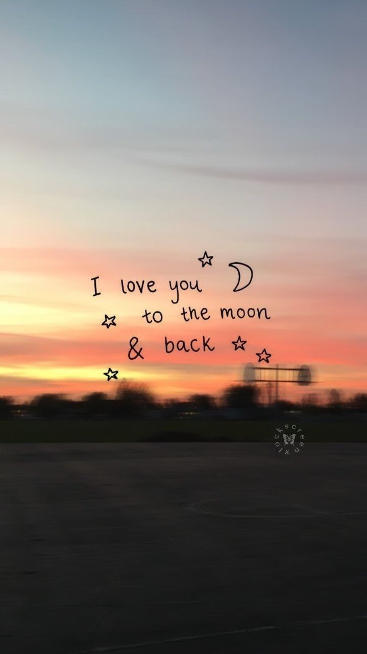 i love you to the moon and back written in black on an orange sky ...