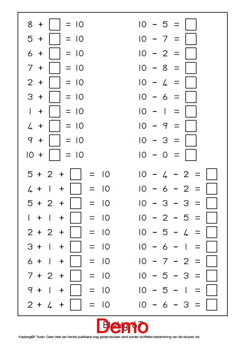 Laat kinders oefen om basiese wiskunde te doen op graad 1 vlak.Geskik ...