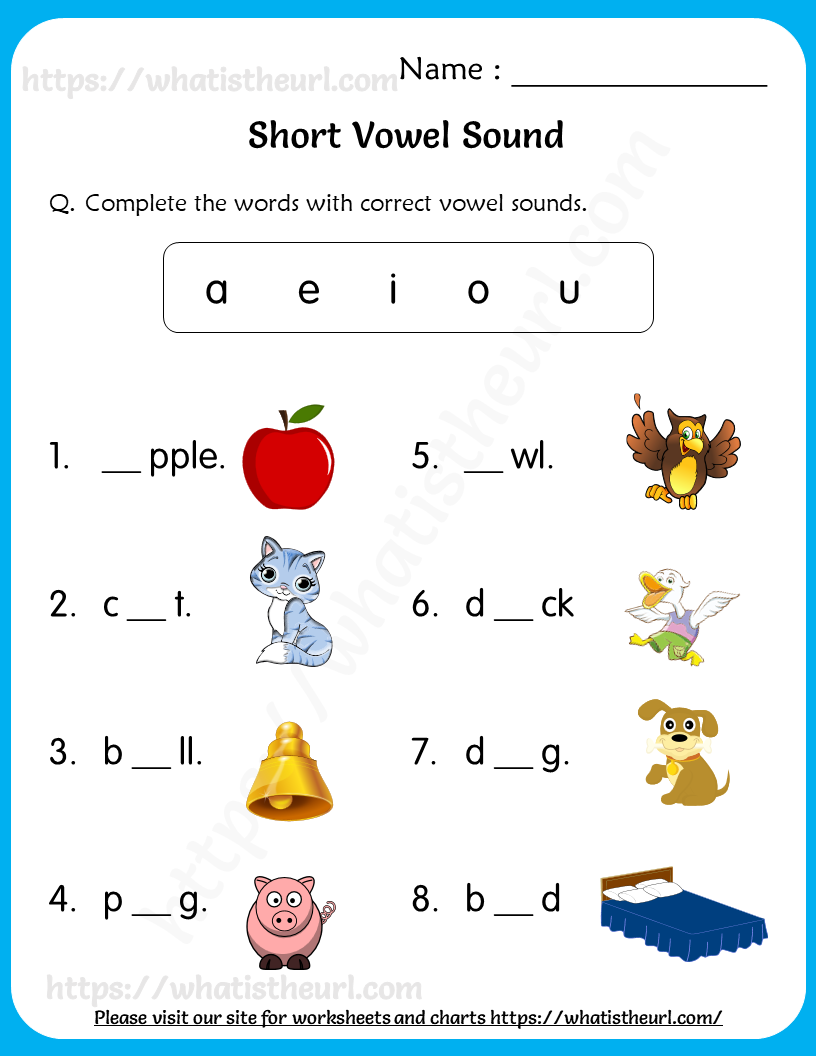 Short Vowel Sounds Worksheets for Grade 1 | Short vowels, Vowel ...