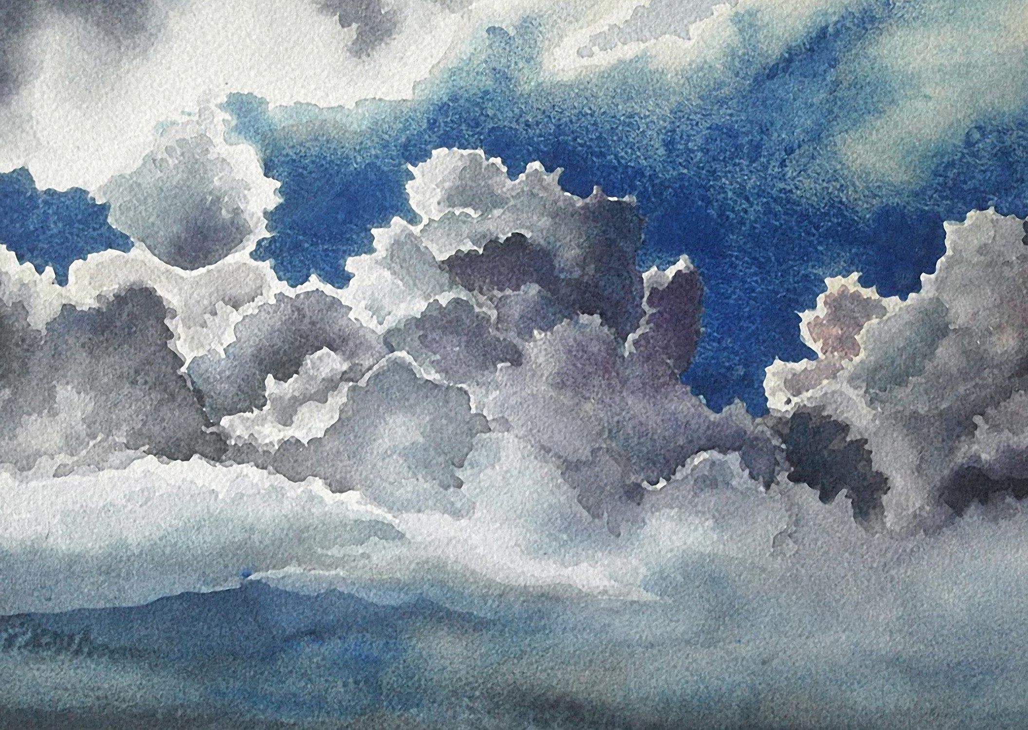 August Clouds by Helen Klebesadel - (Watercolor Painting) | Watercolor ...