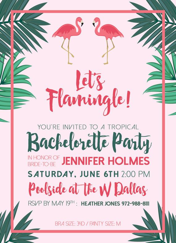 Bachelorette Invitations, Let's Flamingle, Invites, Flamingo invites ...