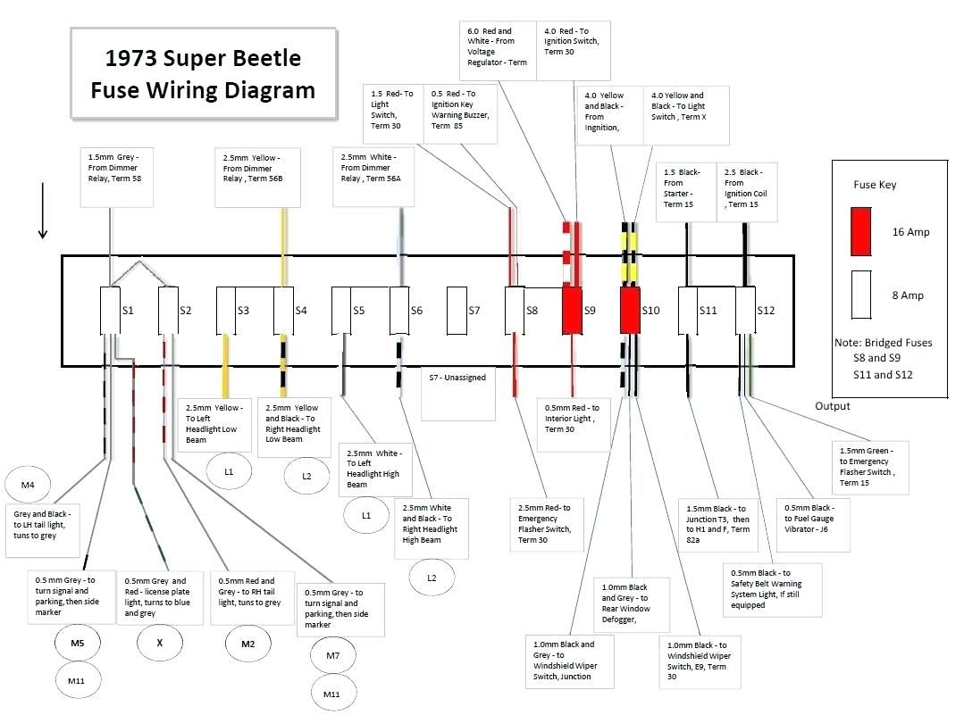 1974 vw bug wiring diagram super beetle fuse volkswagen Vw super