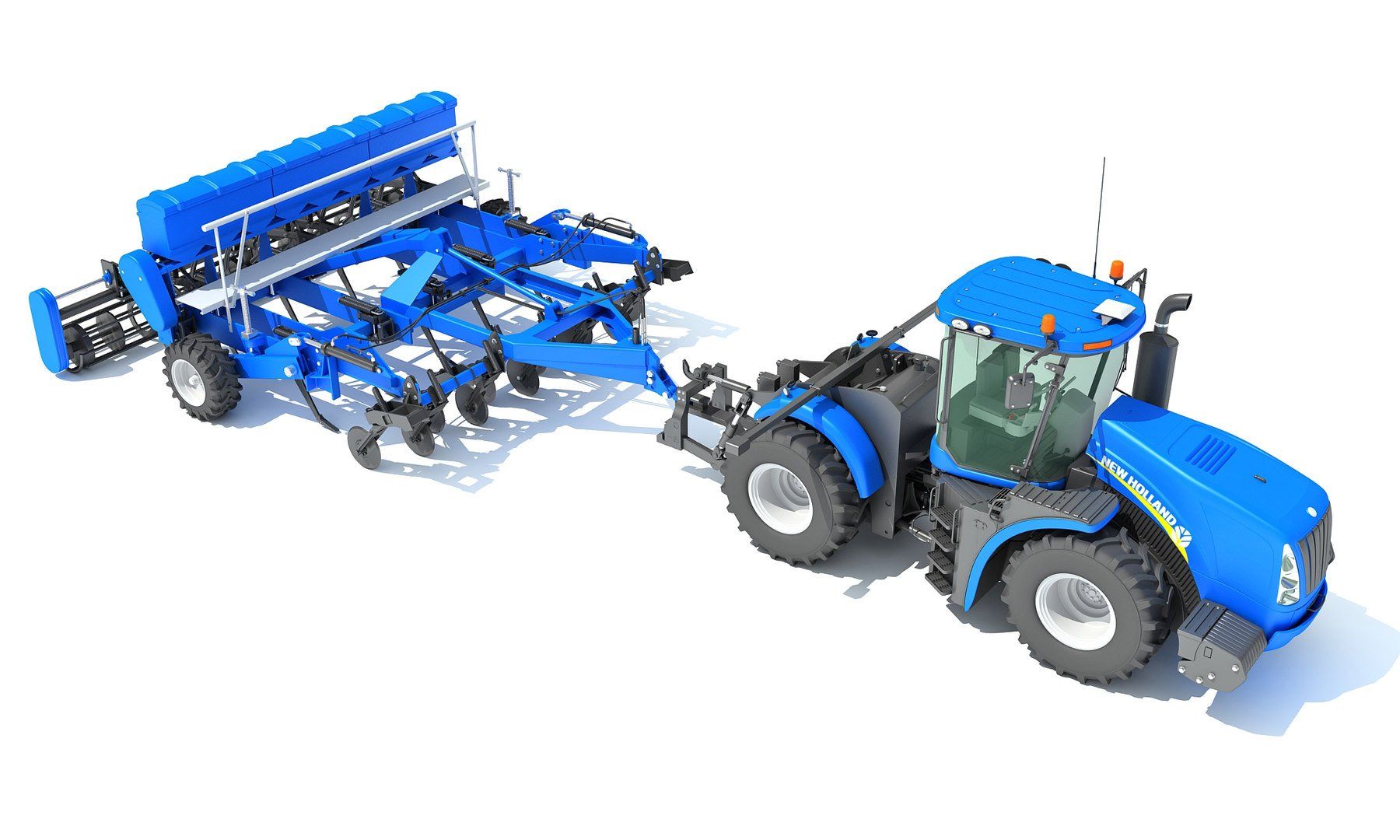 New Holland Tractor Model Seed Drill, New Holland Tractor, Harrow, 3d ...