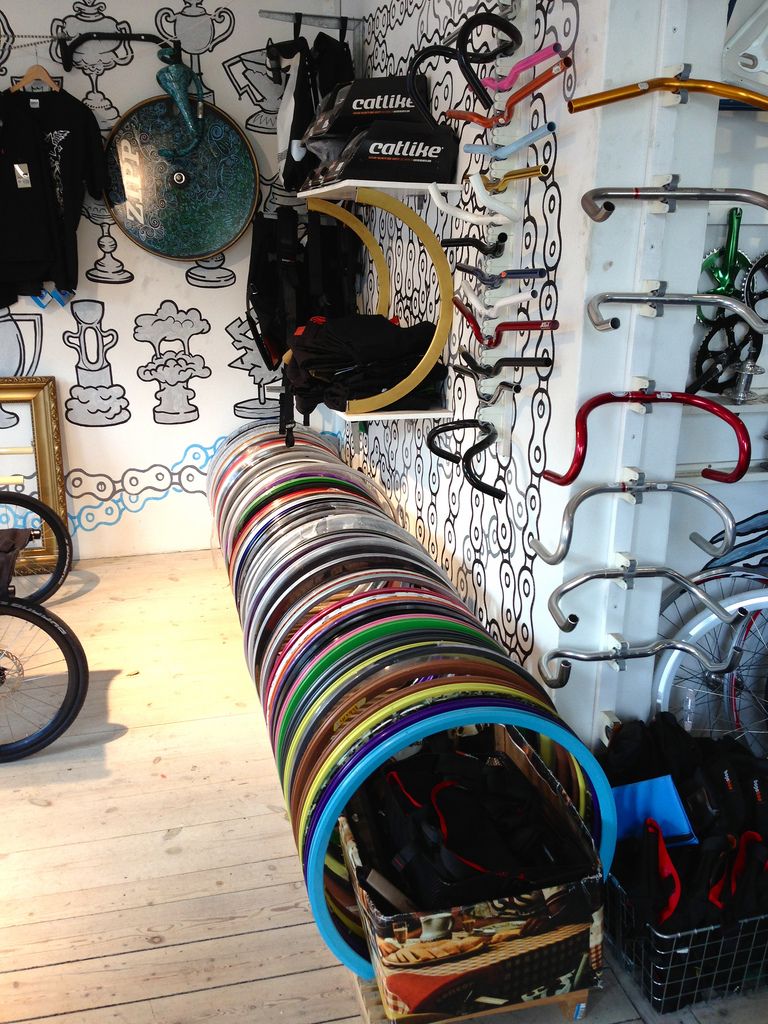 Track Bike Shop, Copenhagen, Denmark Not into the walls, but I like the ...