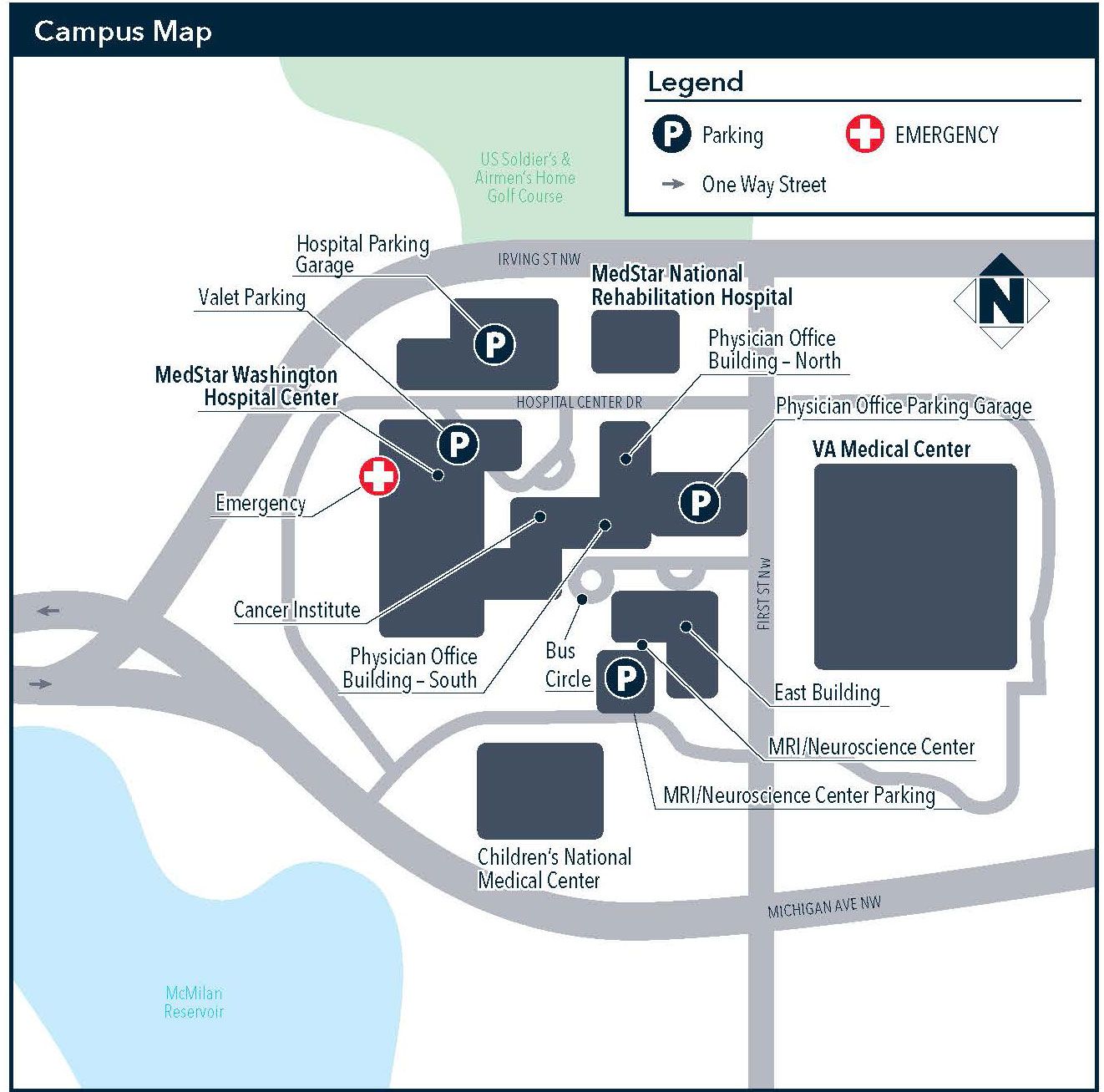 Campus map, Hospital, Map