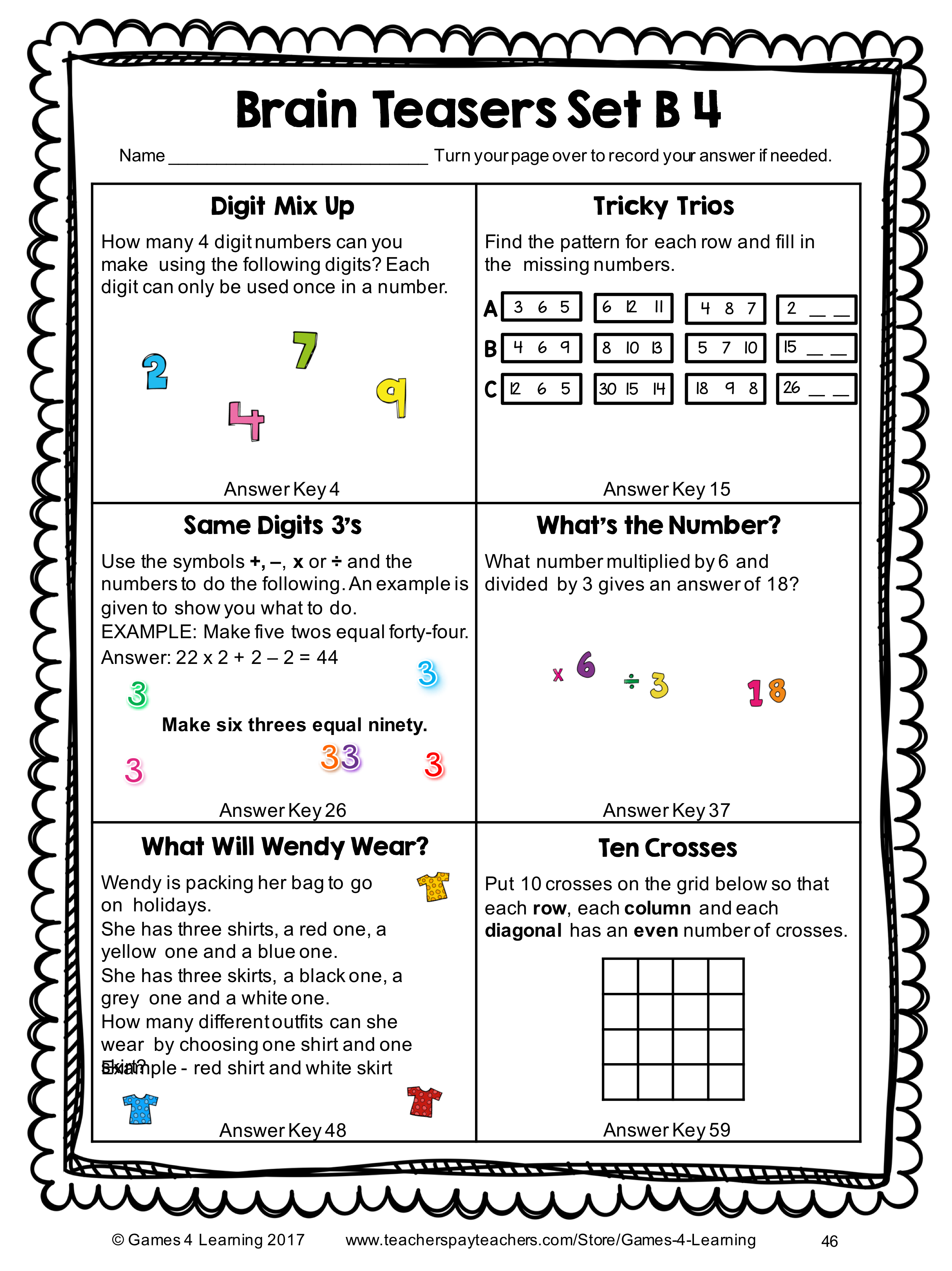 Brain Teasers For Third Grade