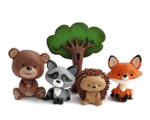 Woodland fondant cake topper - Woodland animals - woodland fondant ...