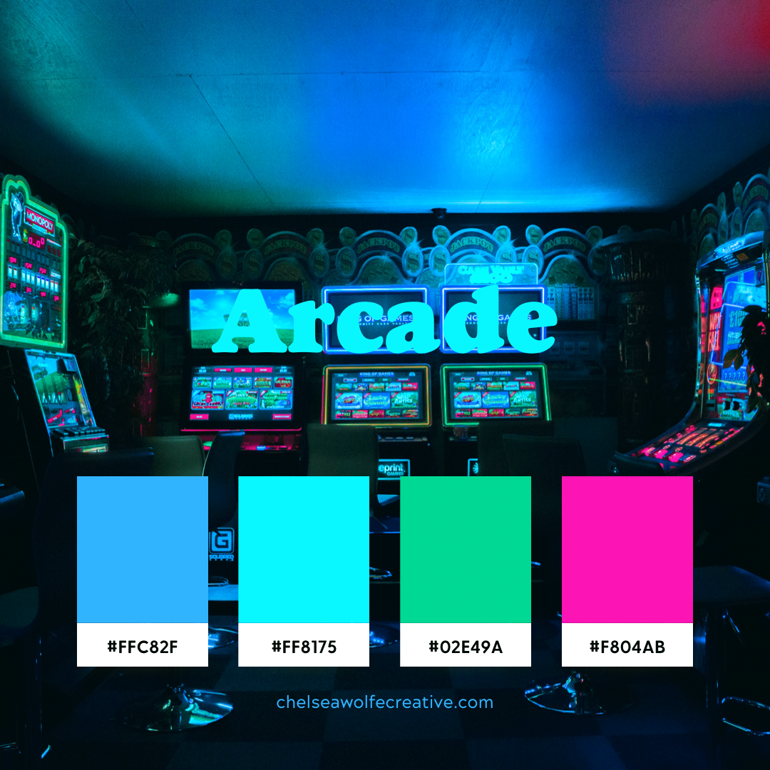 Arcade inspired color palette for brand design, web design, packaging ...