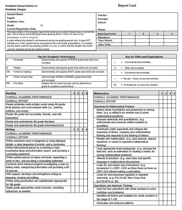 sample report card | Report card, Student performance, Report card template