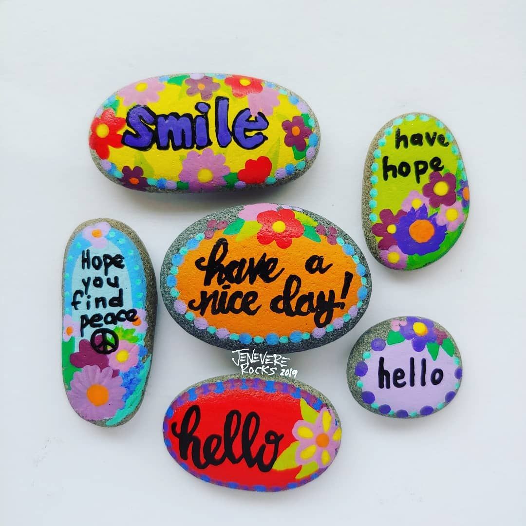 Tiny quote pebbles painted with @pintar.artsupply paint pens & sealed ...