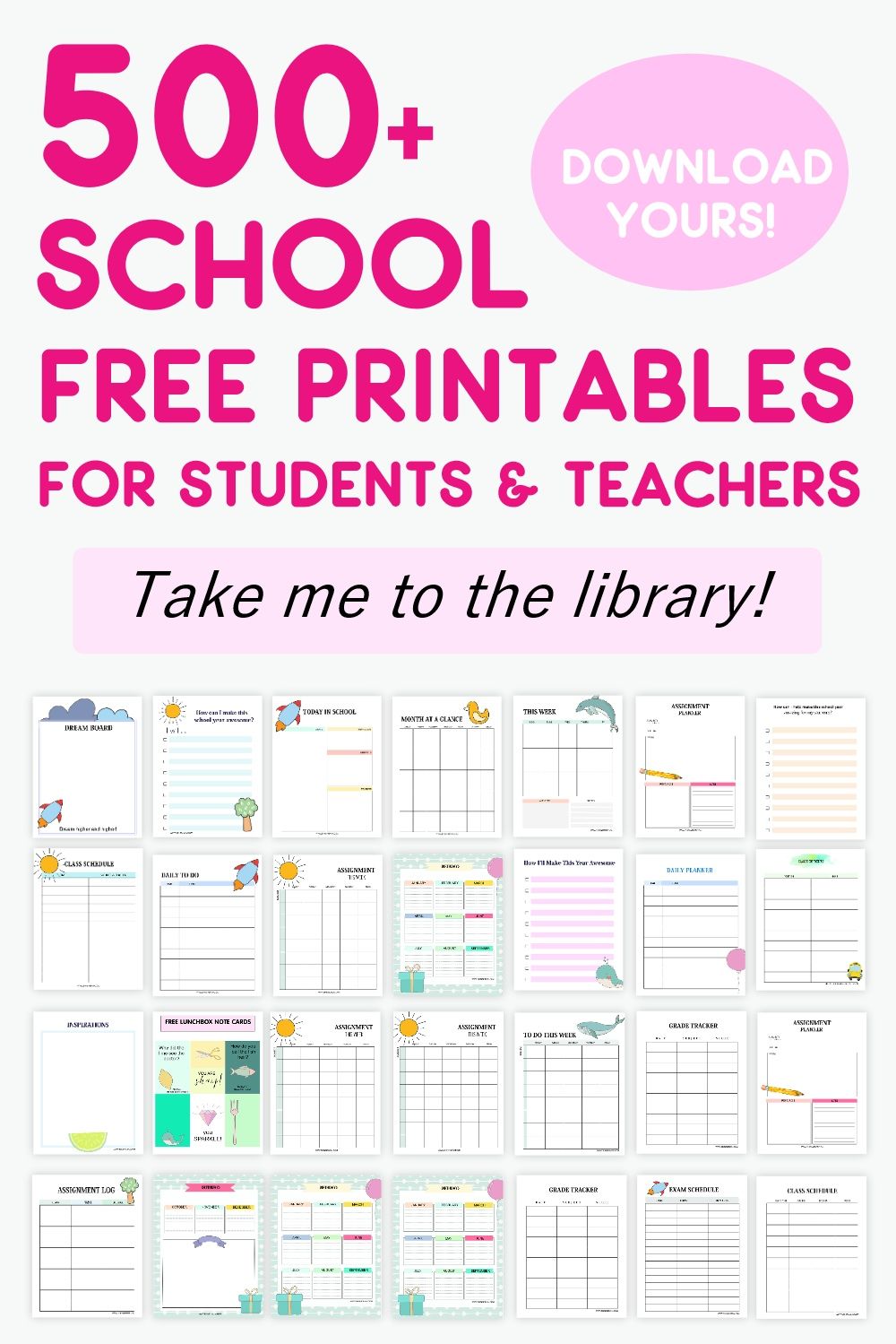 This huge library of student binder and teacher binder free printables ...