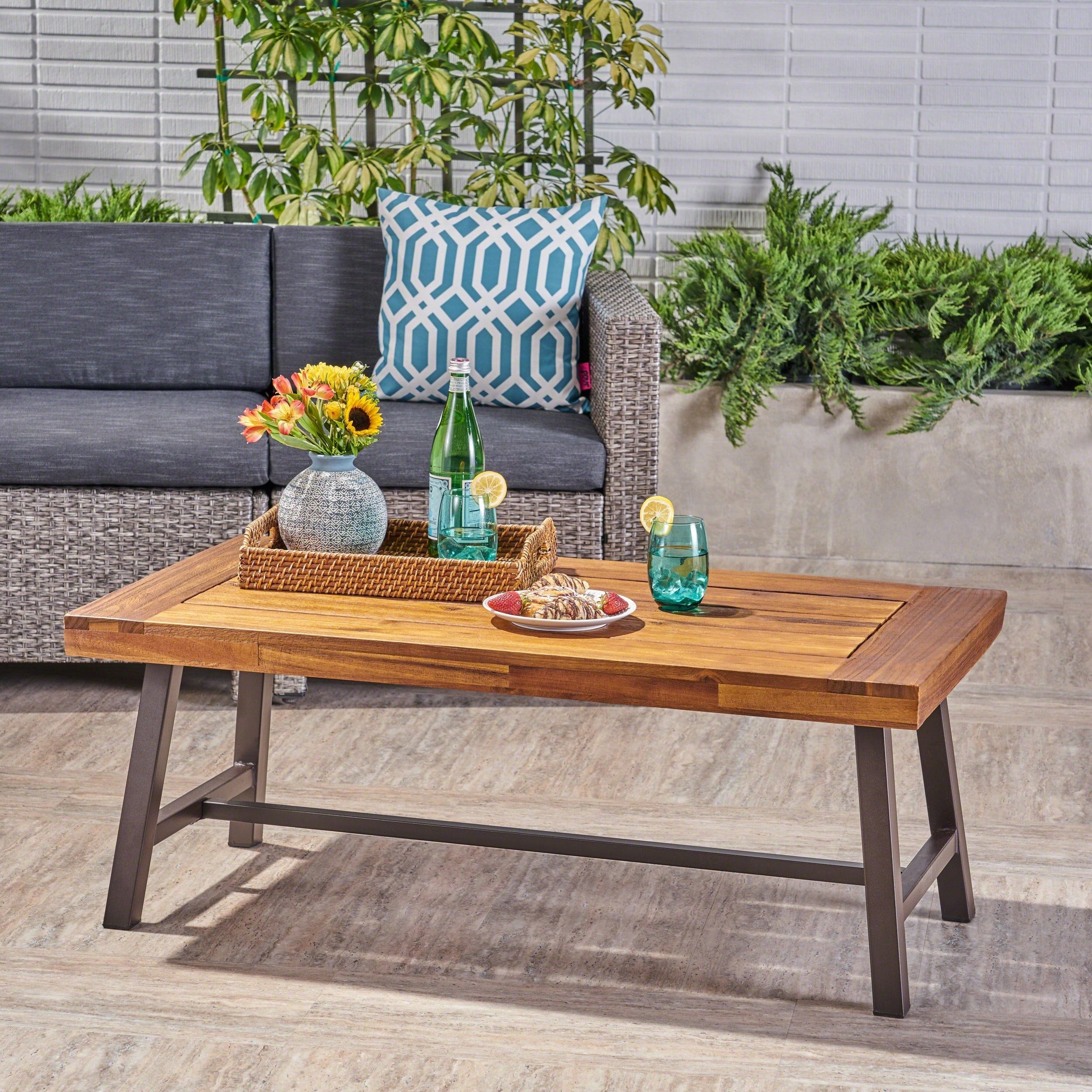 Jenny Outdoor Acacia Wood Coffee Table, Sandblast Finish Coffee table wood, Outdoor dining