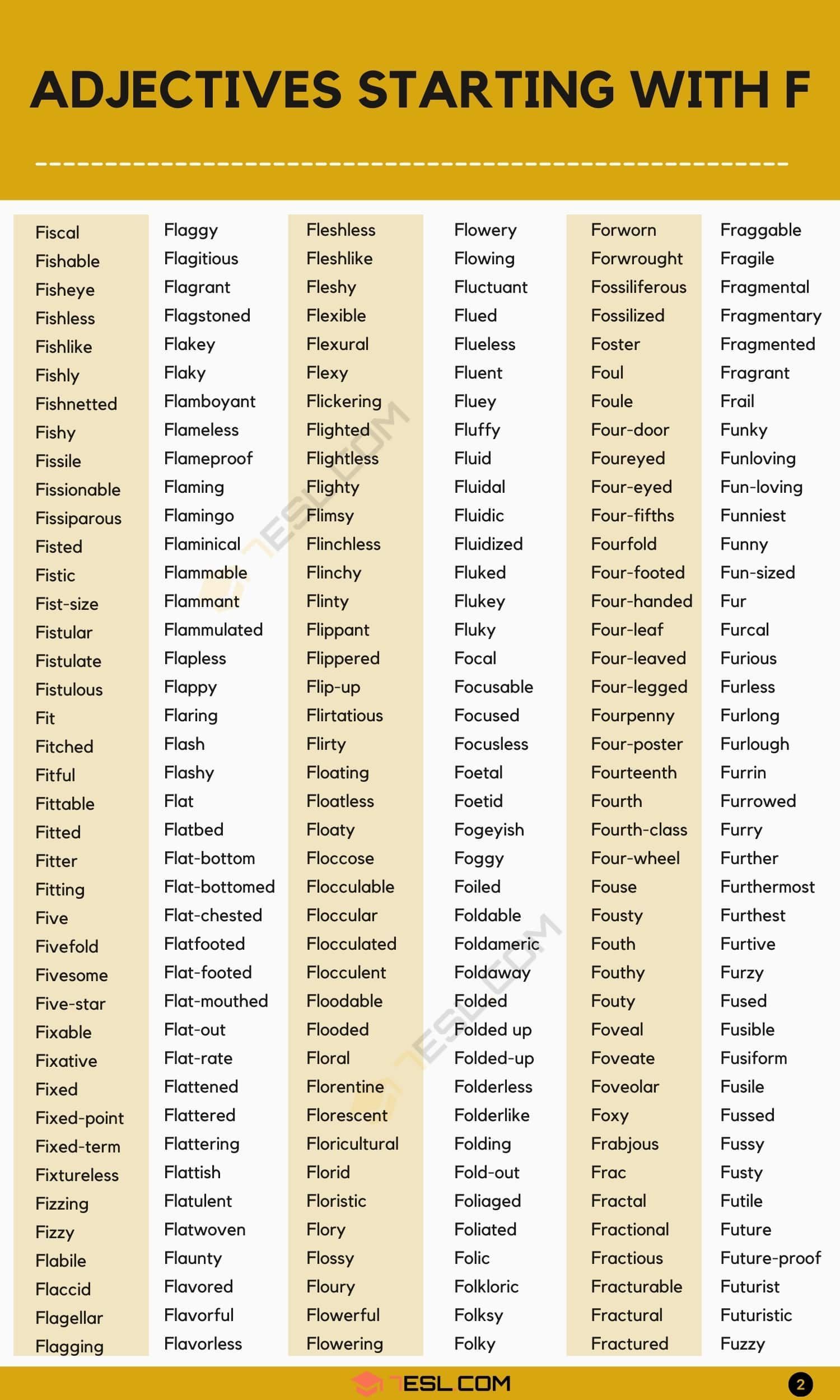 Four Letter Adjectives That Start With F