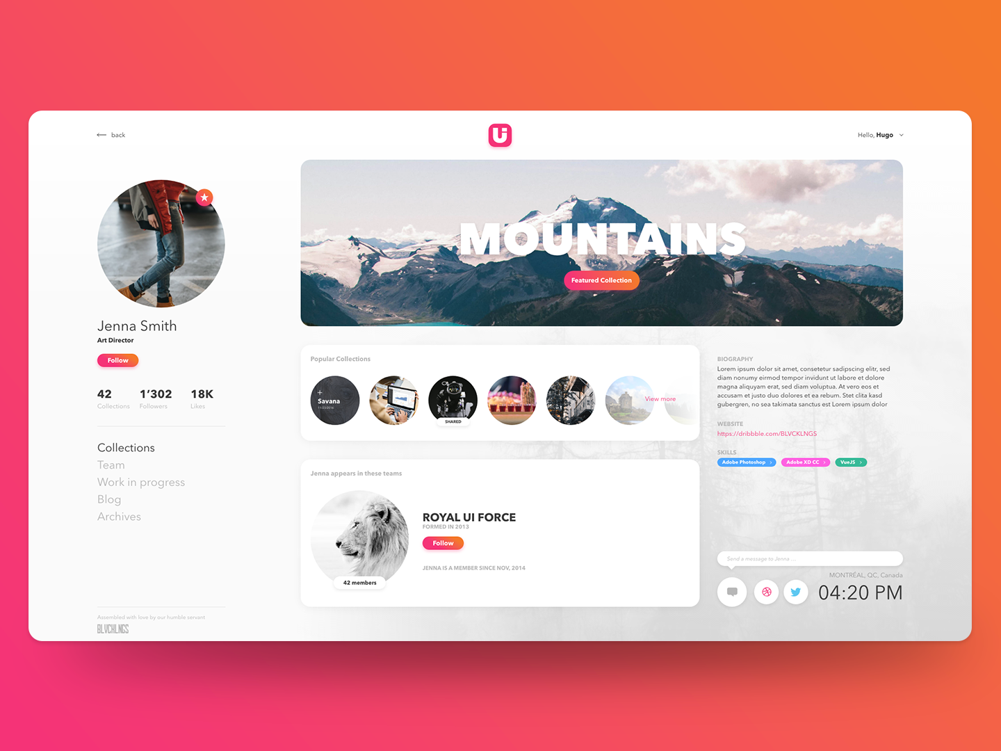 User Profile — DailyUI by Hugo | Dribbble | Dribbble Web Design Tools ...