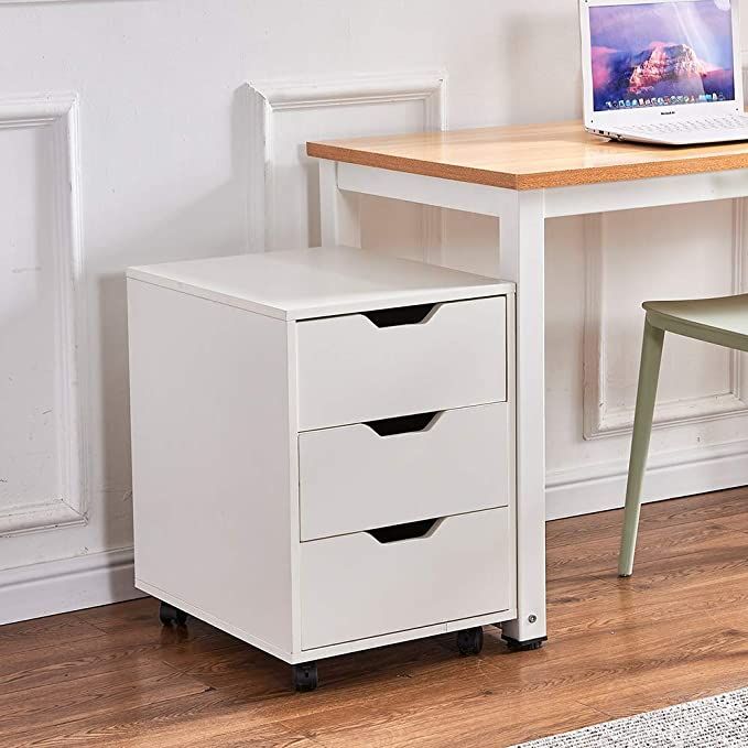 Ansley hosho office white unit storage cabinet with 3 drawers and ...