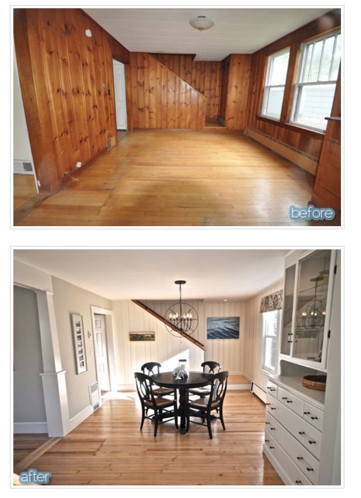 Dining Room and Foyer Before and After Paneling