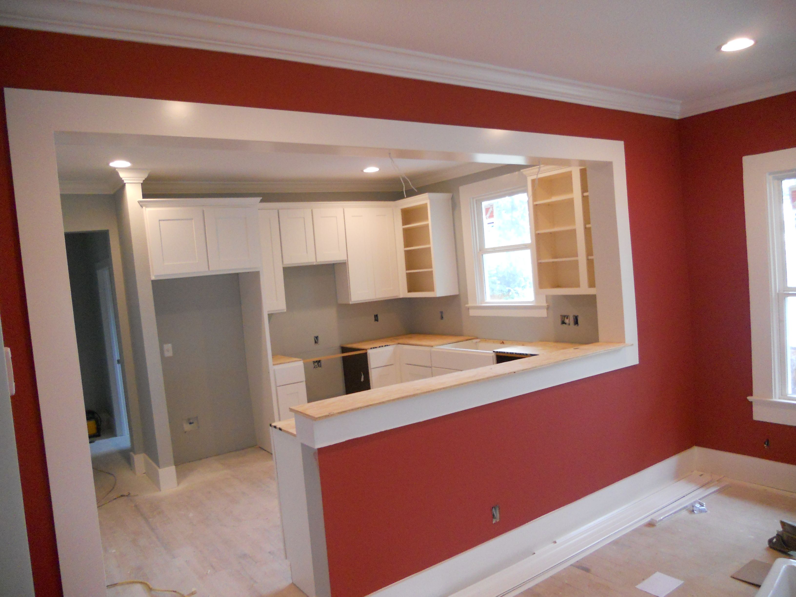 Half wall between kitchen and living area Custom kitchen remodel