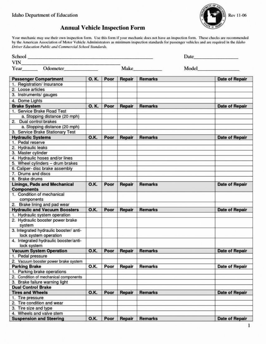 Free Truck Inspection Checklist Template Doc Sample Posted by Danis ...