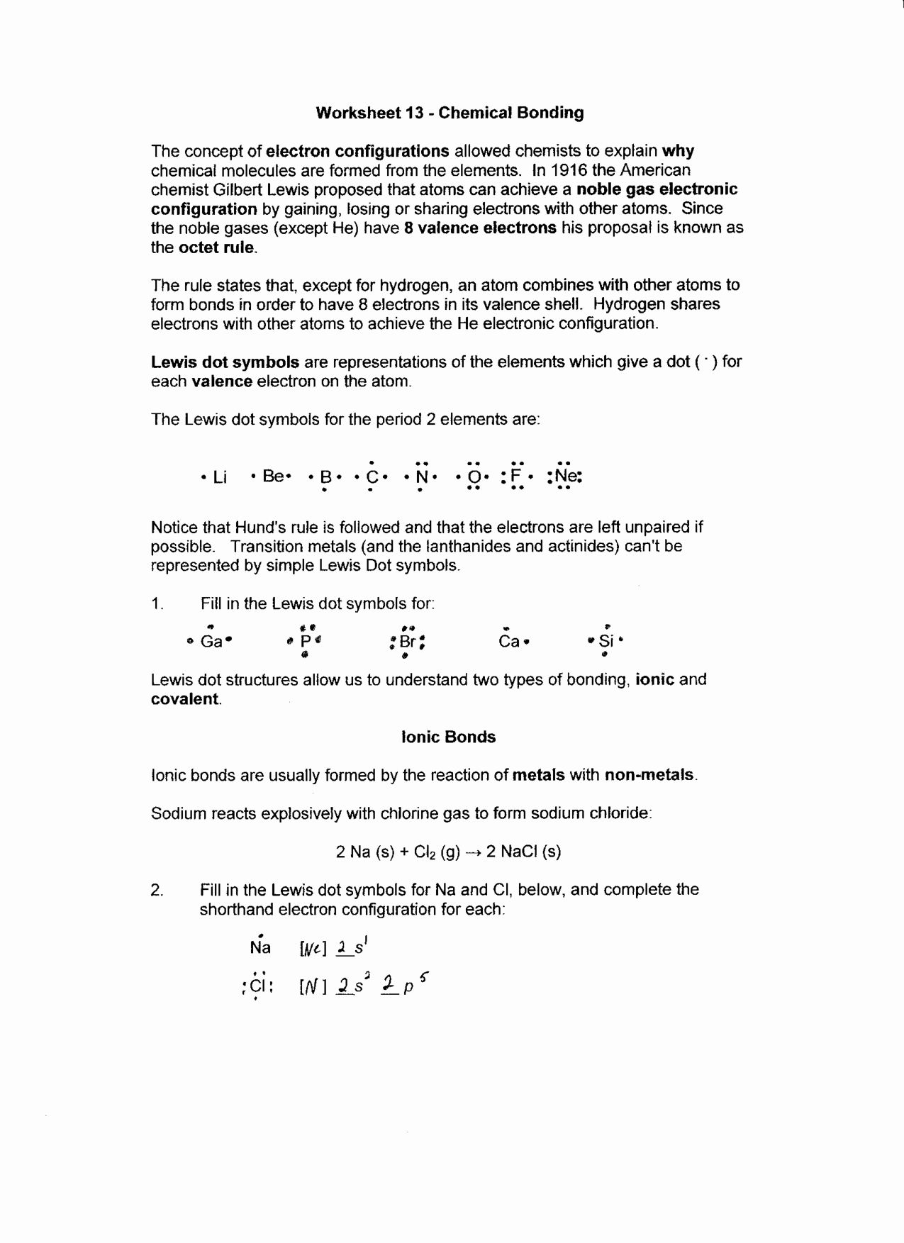 Chemical Bonding Worksheet Key Luxury Chemical Bonding Worksheet ...