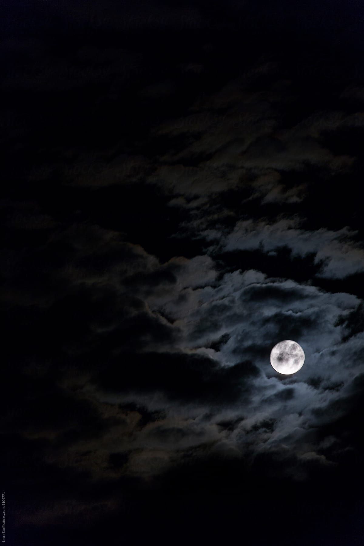 Full moon in cloudy night sky Night Sky Moon, Night Clouds, Sky And ...