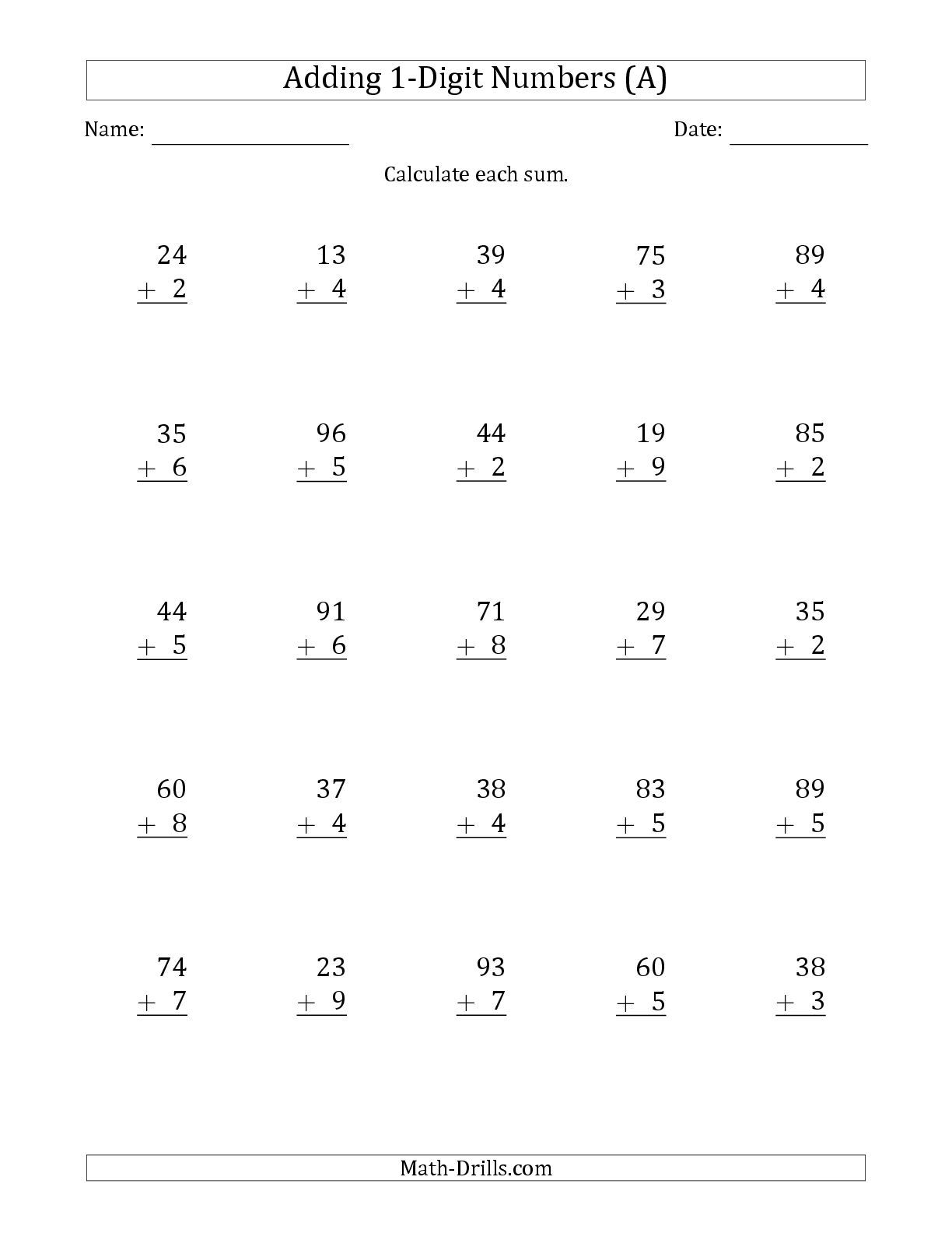 2-Digit Plus 1-Digit Addition with Regrouping