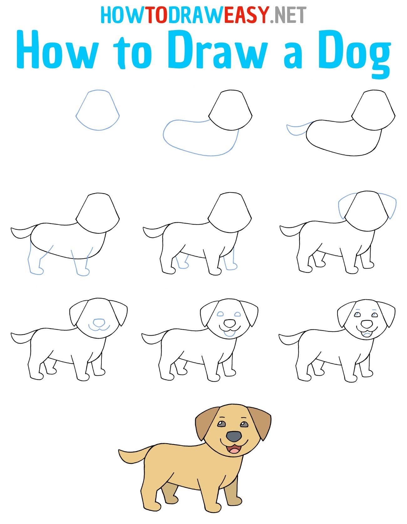 How to Draw a Dog Step by Step | Puppy drawing easy, Dog drawing simple ...