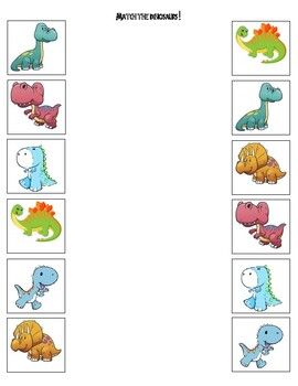 Draw a line from one dinosaur to the one that matches!Early Childhood ...