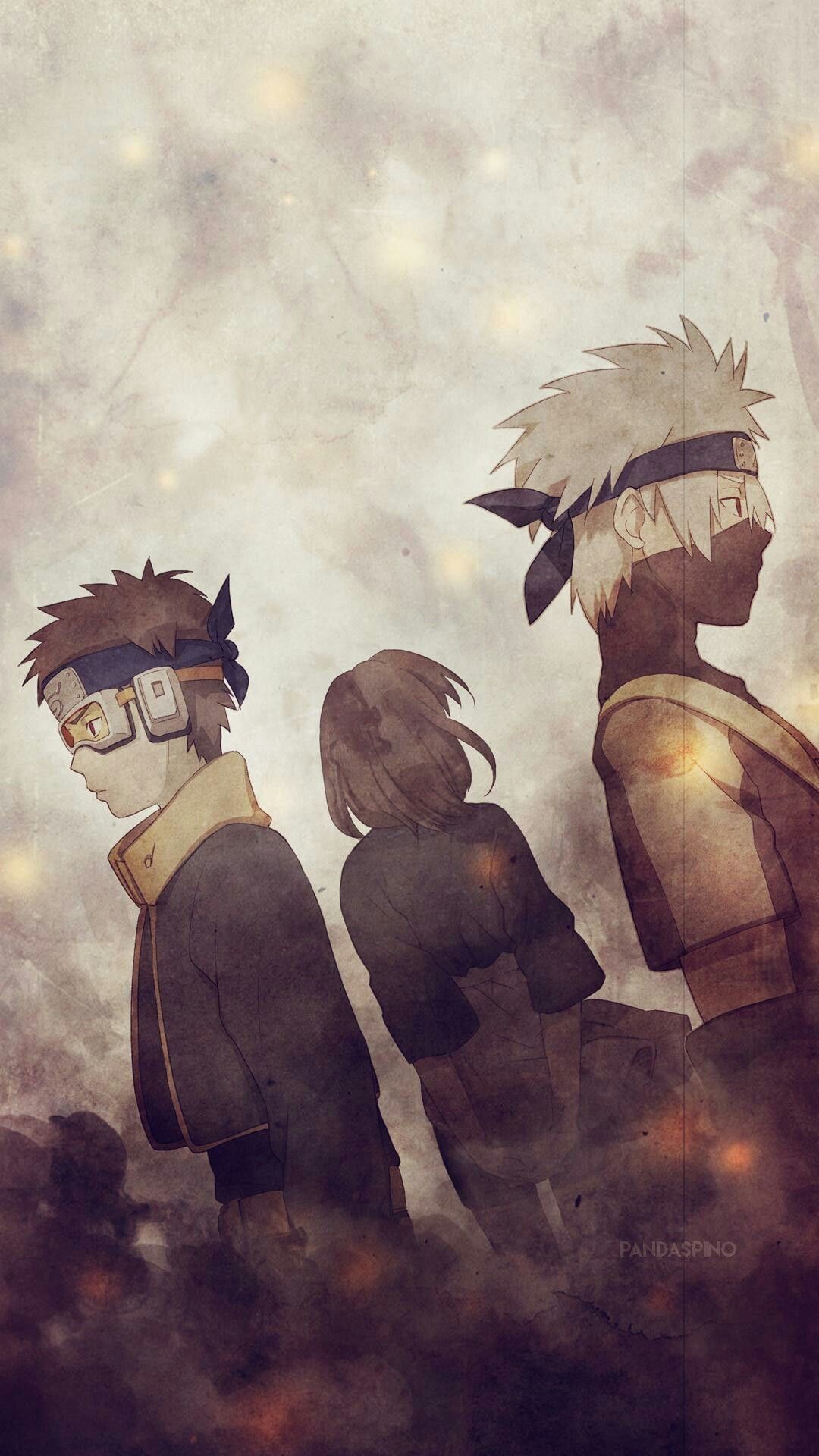 Res: 1080x1920, Kakashi, Obito y Rin Mobile Wallpaper Naruto Naruto ...