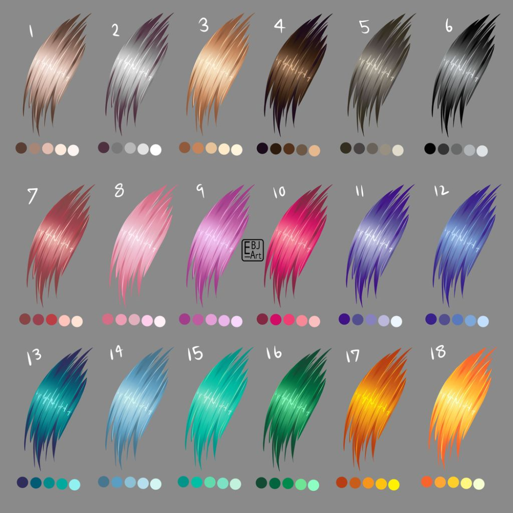 Anime Hair Color Palette