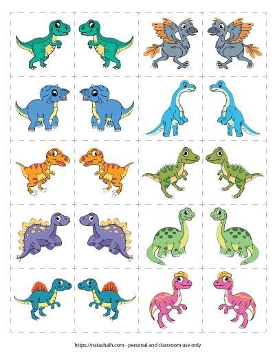 Free Printable Dinosaur Matching Game (for your dino-loving child ...