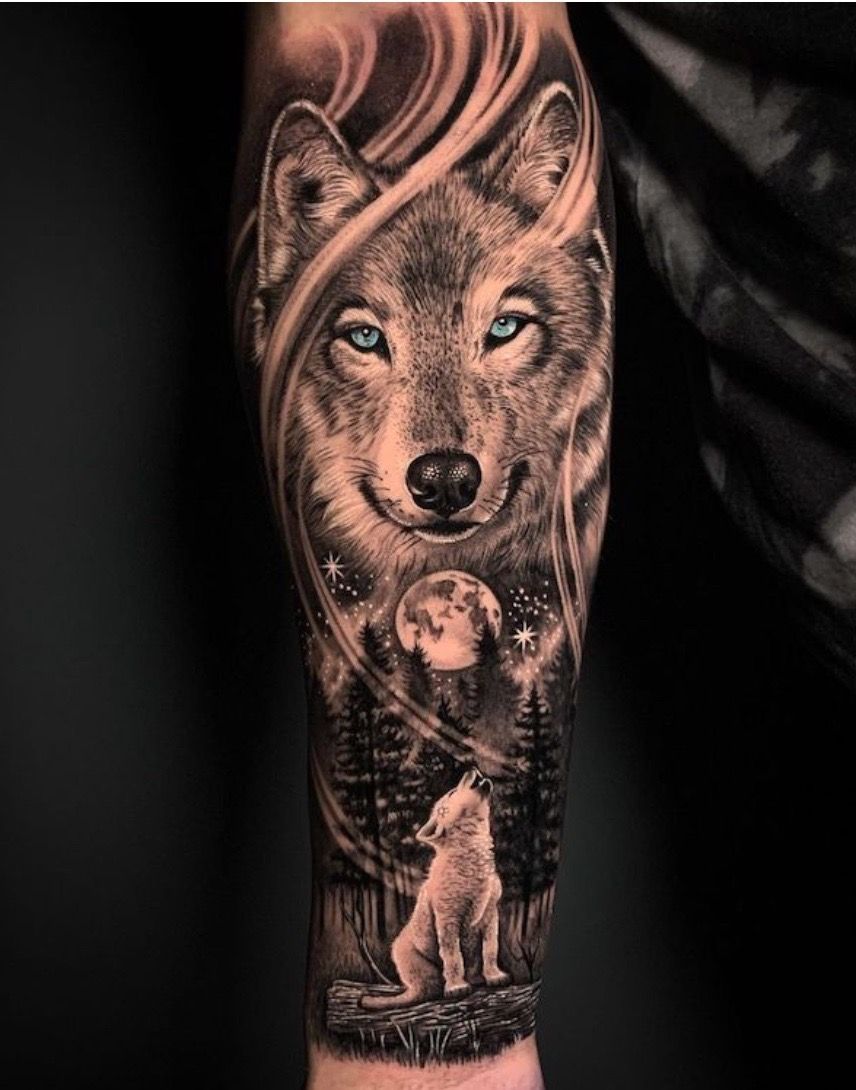 Pin on Tattoos in 2024 | Wolf tattoo sleeve, Wolf tattoos men, Wolf tattoos