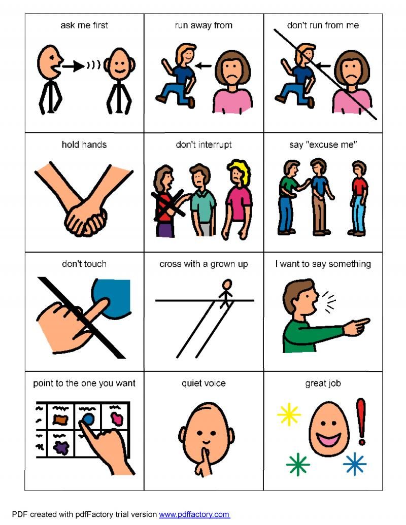 Printable Behaviour Visuals For Autism