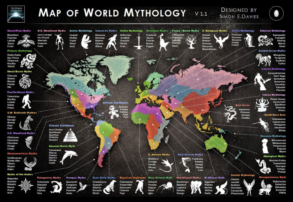 Here's an Astonishing Map of Mythological Creatures From Around the ...