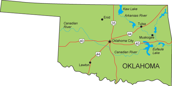 The geographical center of Oklahoma is located at latitude 35.54 ...