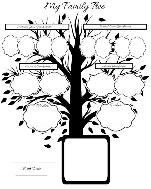 Family Tree Template For Kids Black And White