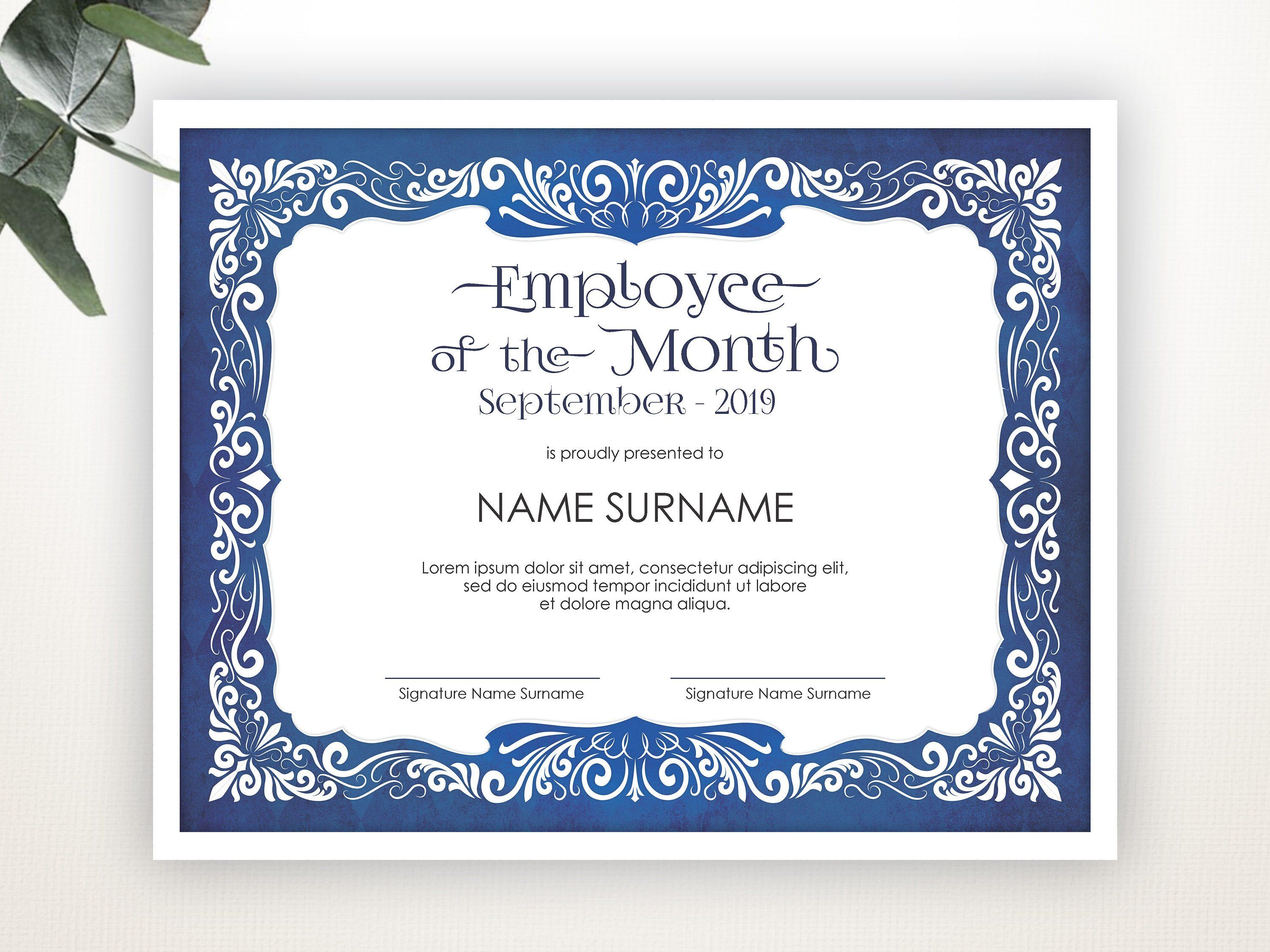 Employee Of The Month Certificate Template With Picture