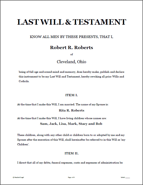 Sample Last Will And Testament Template » Forms 2023 | Last will and ...