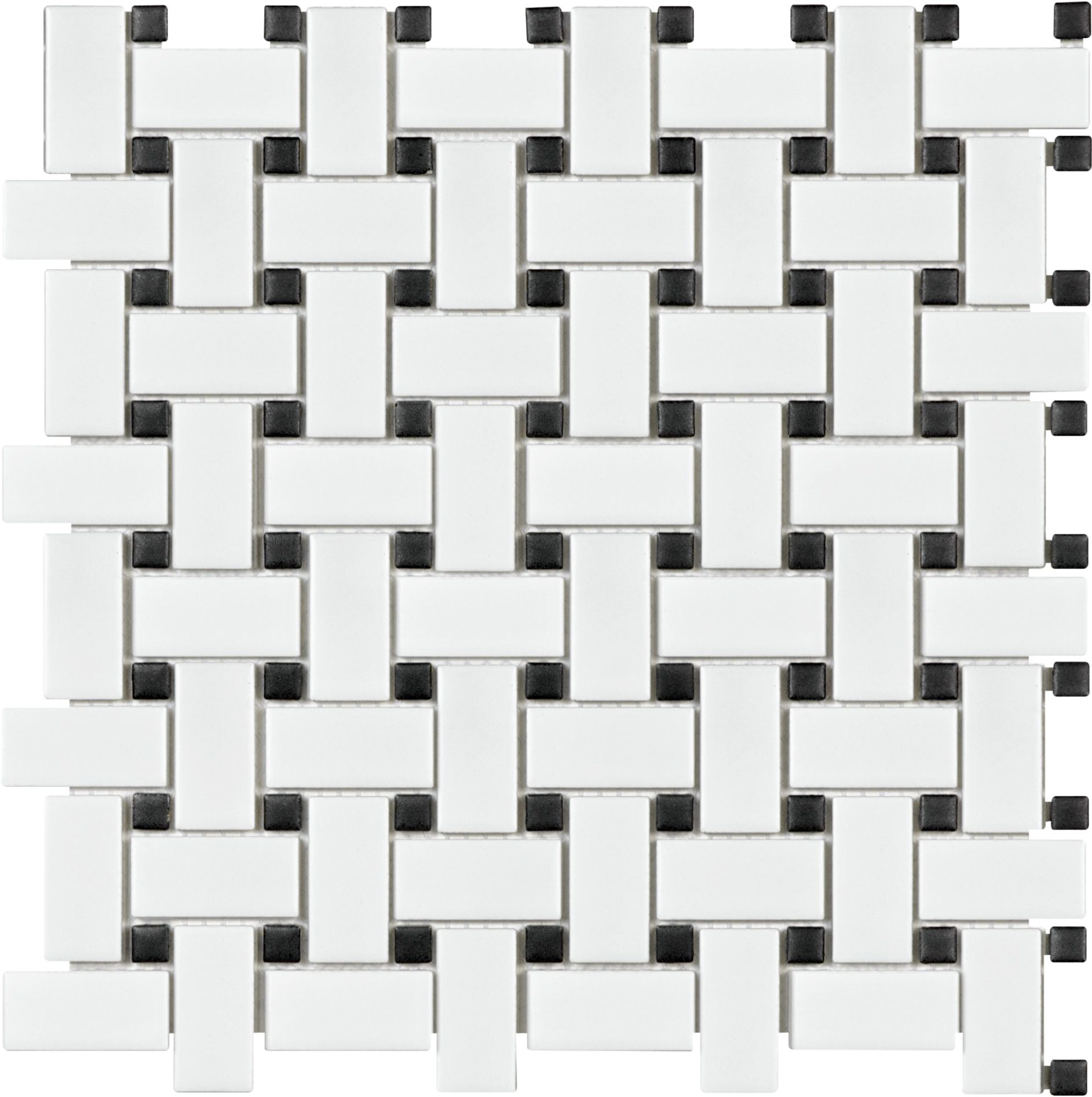 Basketweave Mosaic Soho White Black Basketweave Tile Ceramic