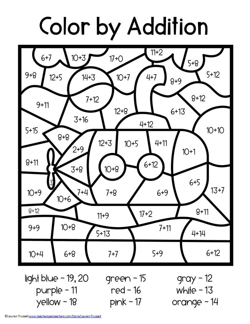 math coloring sheets 2nd grade color by number printable - christmas ...