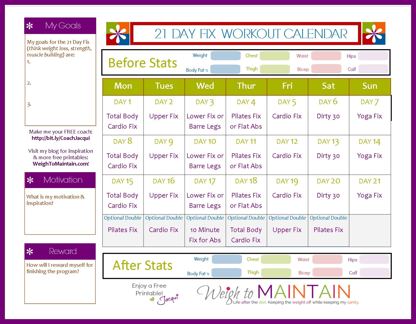 21 Day Fix Workout Schedule Free PDF Download — PLAN A HEALTHY LIFE 21 day fix workouts