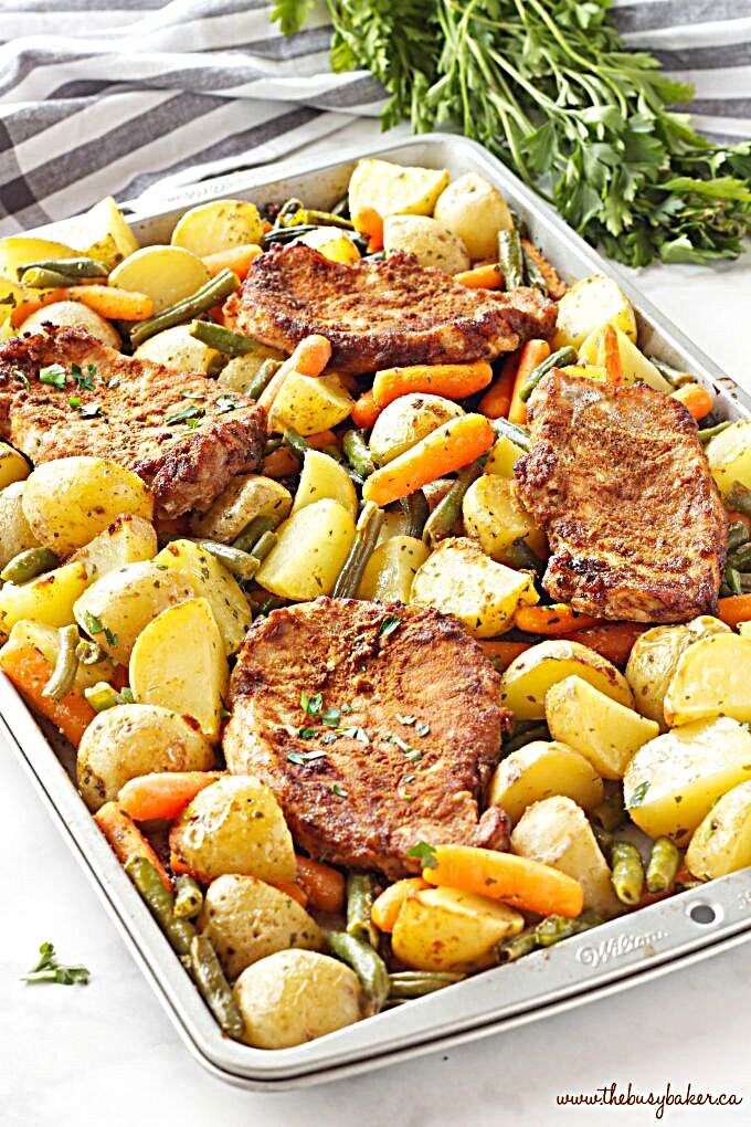 Easy Pork Chop Sheet Pan Dinner | Recipe | Sheet pan dinners recipes ...